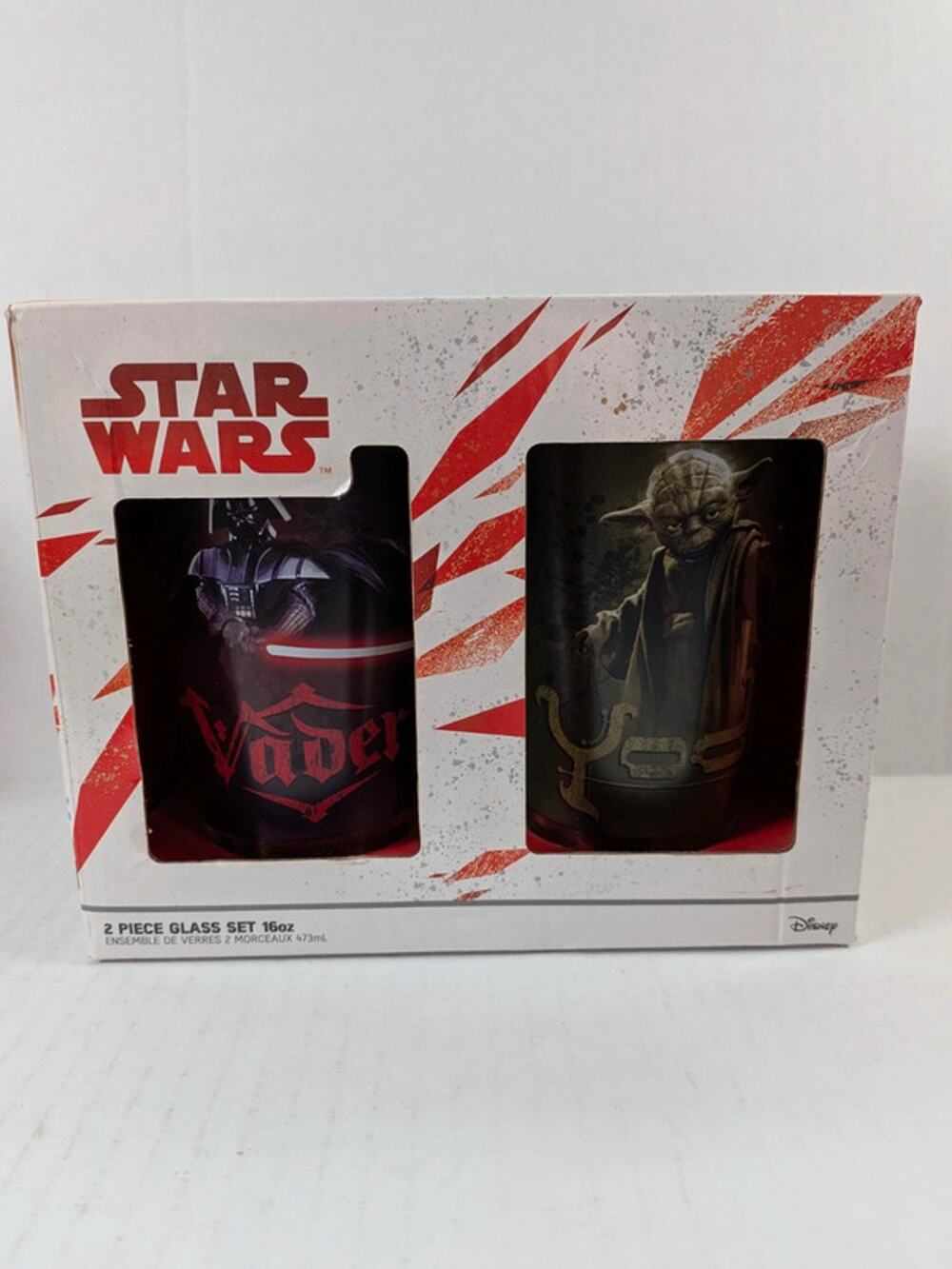 NEW Star Wars Darth Vader Yoda 16oz Glass Set of 2 Disney Collectible Cups